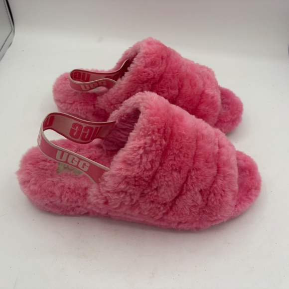 Women's UGG FLUFF YEAH SLIDE Sheepskin Slipper Sandal 1095119 PINK ROSE US 10 - Picture 4 of 13